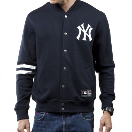 MAJESTIC EMODIN FLEECE LETTERMAN YANKEES JACKET